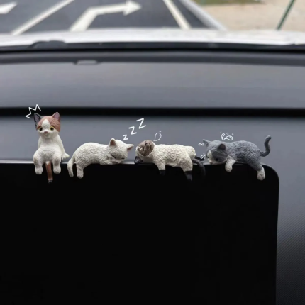 Super Cute Kitty Cat Car Screen Figurine Dashboard Display Ornament Cartoon Car Interior Decorative Plush Toy
