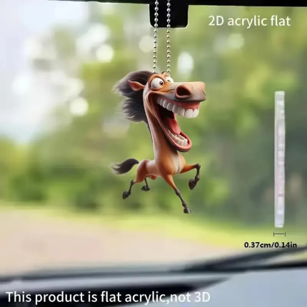 New Big Mouth Horse Funny Flat Acrylic Waterproof Creative Car Hanging Ornament Decoration