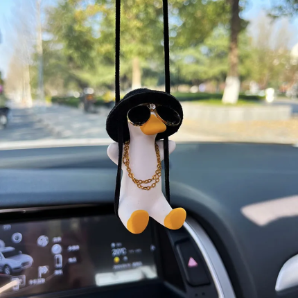 Swing Duck Car Hanging Ornament Hanging Duck Rearview Mirror Pendant Car Interior Decor for Women Lovable Duck